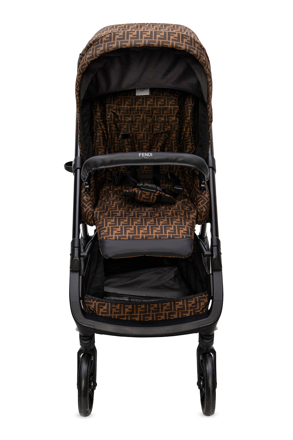 Brown Folding baby stroller with logo Fendi Kids Vitkac Italy